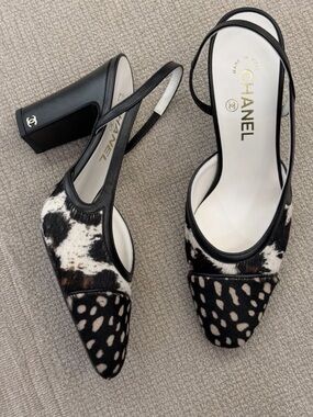 CHANEL MATTHIEU BLAZY Animal print Slingback Pumps with Block Heel